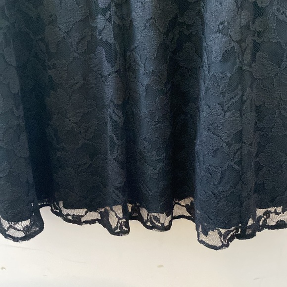 Black lace Woman’s Vitage midi skirt A-line flare  elastic waistband size M~L - Picture 8 of 16